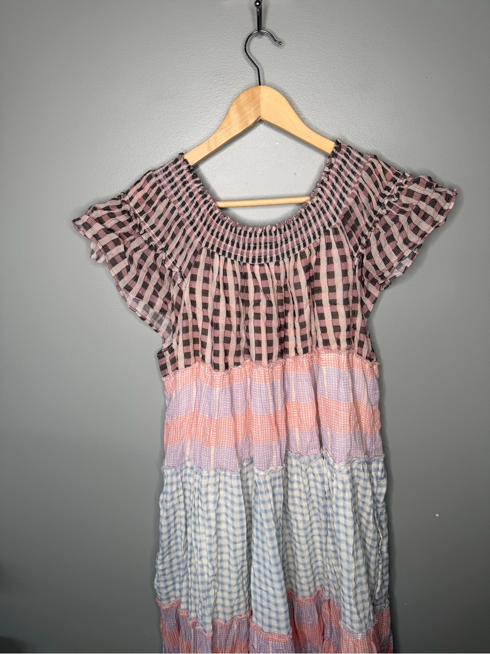 Free People Something Real Patchwork Plaid Tiered Maxi Dress - Picture 7 of 12